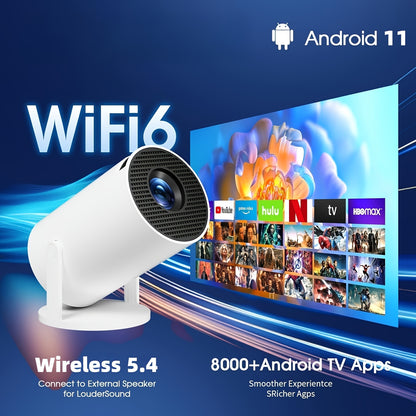HY300PRO 2025 – Mini Projetor Portátil 720P, Suporte 4K, WiFi, BT, Auto Keystone