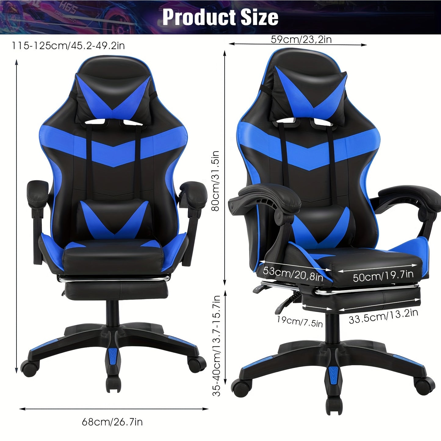 Cadeira Gamer Ergonômica Reclinável Design Racing