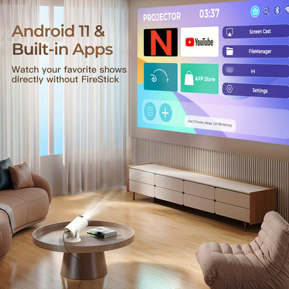 HY300PRO 2025 – Mini Projetor Portátil 720P, Suporte 4K, WiFi, BT, Auto Keystone