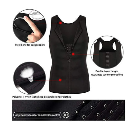 Colete Modelador Masculino Sauna Belt – Redução Abdominal, Suor Intenso e Definição Corporal