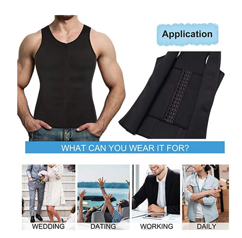 Colete Modelador Masculino Sauna Belt – Redução Abdominal, Suor Intenso e Definição Corporal