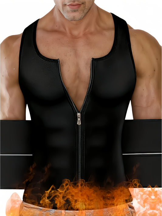 Colete Masculino Neoprene com Zíper e Cinta Ajustável – Treino, Suporte e Modelagem